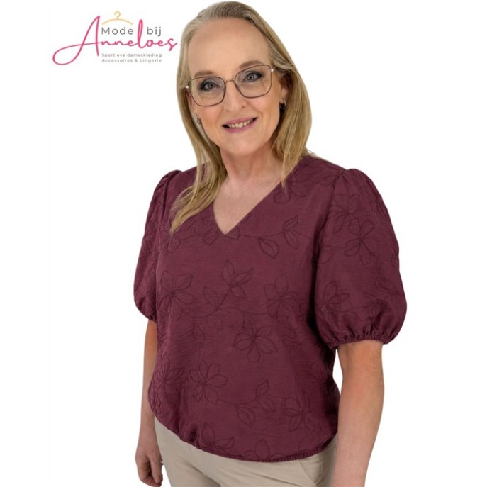Enjoy Blouson Bloem Borduur 127612 port/wijn rood